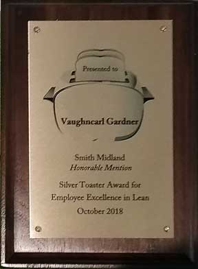 NE Lean Vaughncarl Gardner Silver Toaster 2018 award