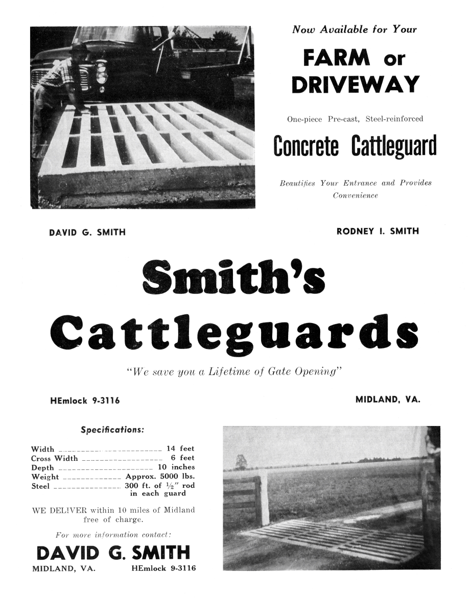 1960 advertisement for Cattleguards.