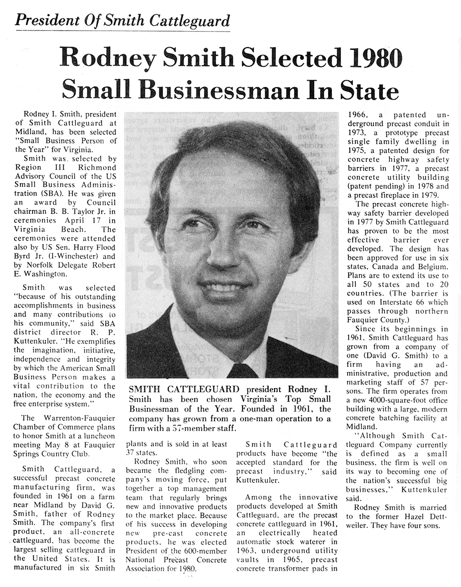 Rodney Smith Selected 1980 Small Businessman In State