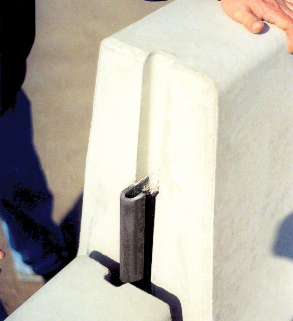 J-J Hooks barriers being connected by hand