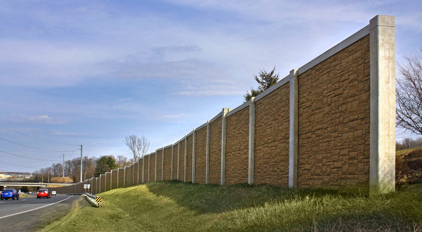 Example of a SoundWall next to a highway