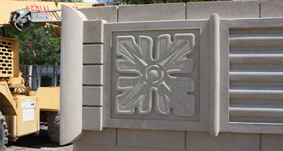 Custom precast of a flower on a wall