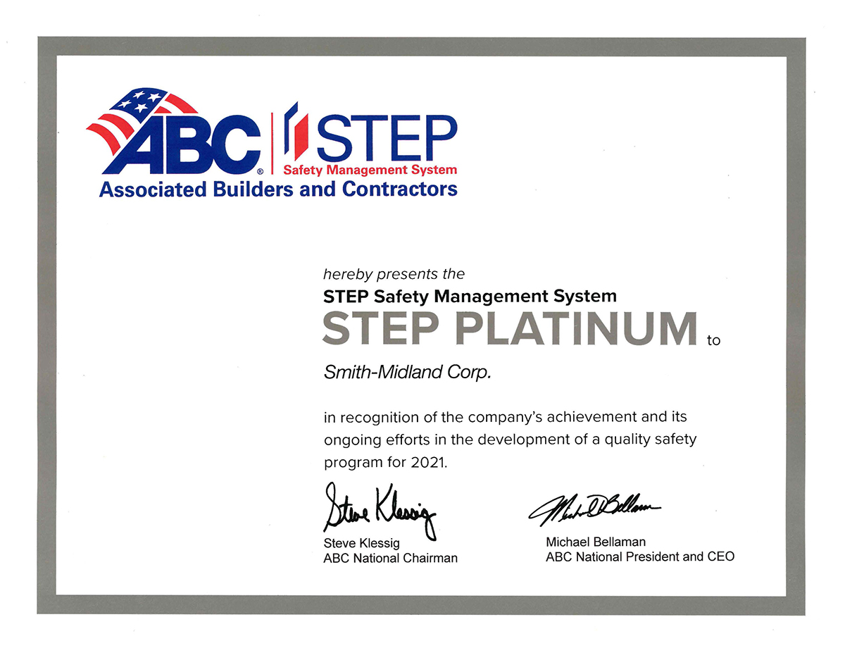 SmithMidland achieves STEP Platinum Status in Safety Smith Midland